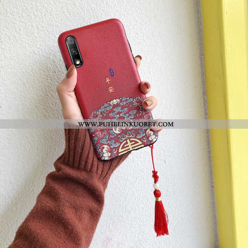 Kuoret, Kotelo Honor 9x Pesty Suede Kohokuviointi Mulberry Silkki Kuori Punainen