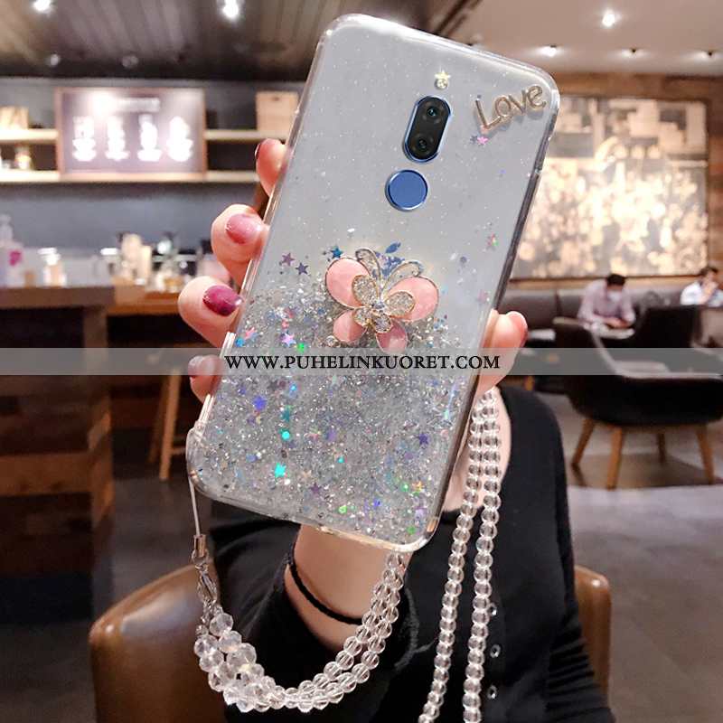 Kuoret, Kotelo Huawei Mate 10 Lite Silikoni Rhinestone Inlay Kuori Puhelimen Pehmeä Neste Sininen