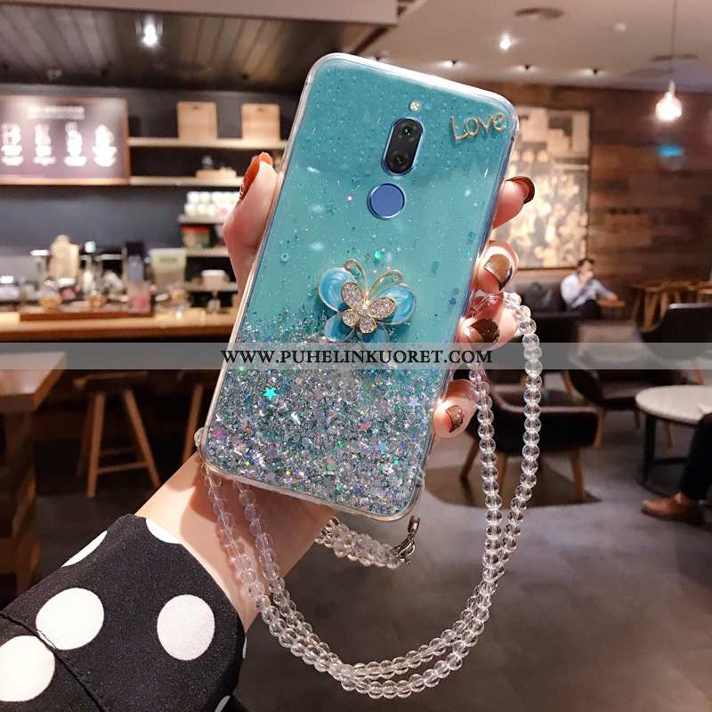 Kuoret, Kotelo Huawei Mate 10 Lite Silikoni Rhinestone Inlay Kuori Puhelimen Pehmeä Neste Sininen