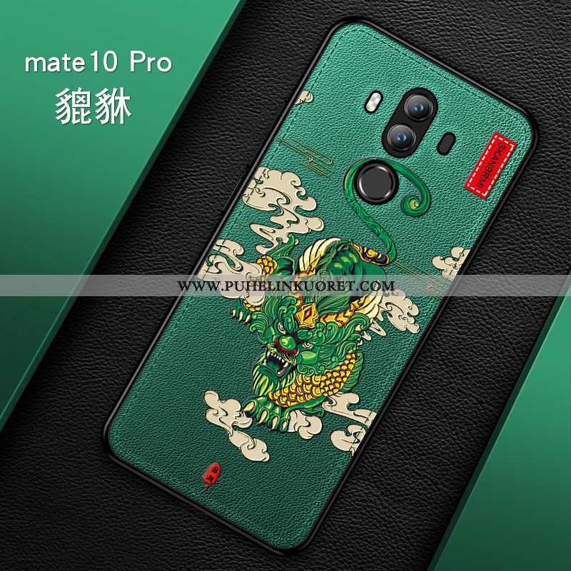 Kotelo, Kuori Huawei Mate 10 Pro Kohokuviointi Nahka Suuntaus Ultra Vihreä