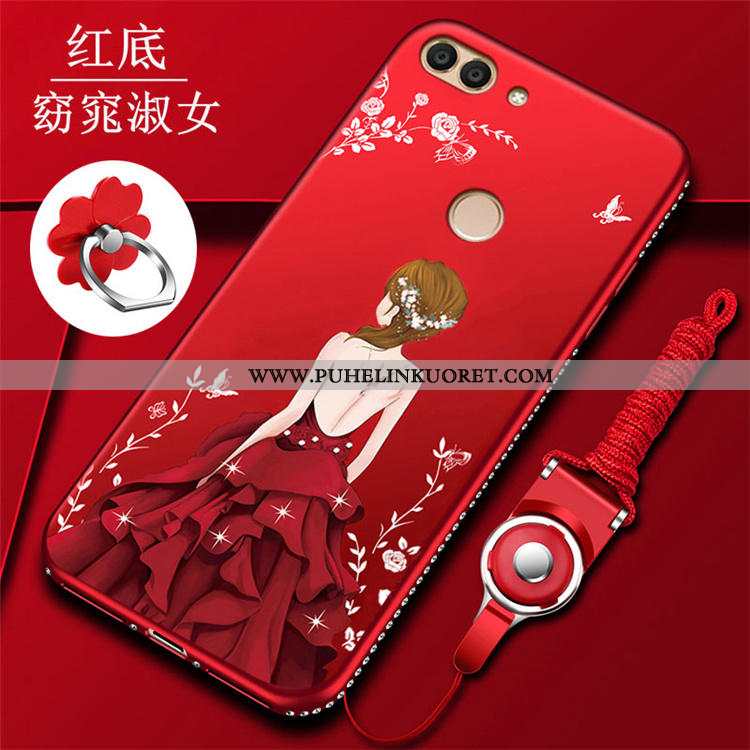 Kotelo, Kuori Huawei P Smart Suojaus Rhinestone Inlay Net Red Murtumaton Punainen