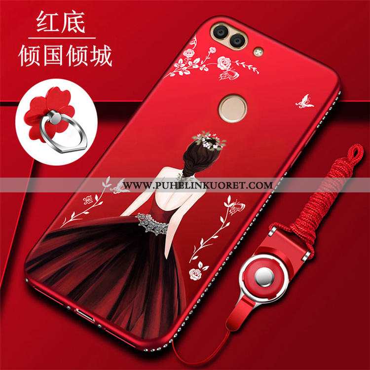 Kotelo, Kuori Huawei P Smart Suojaus Rhinestone Inlay Net Red Murtumaton Punainen