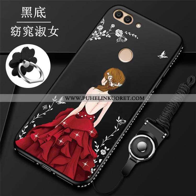 Kotelo, Kuori Huawei P Smart Suojaus Rhinestone Inlay Net Red Murtumaton Punainen