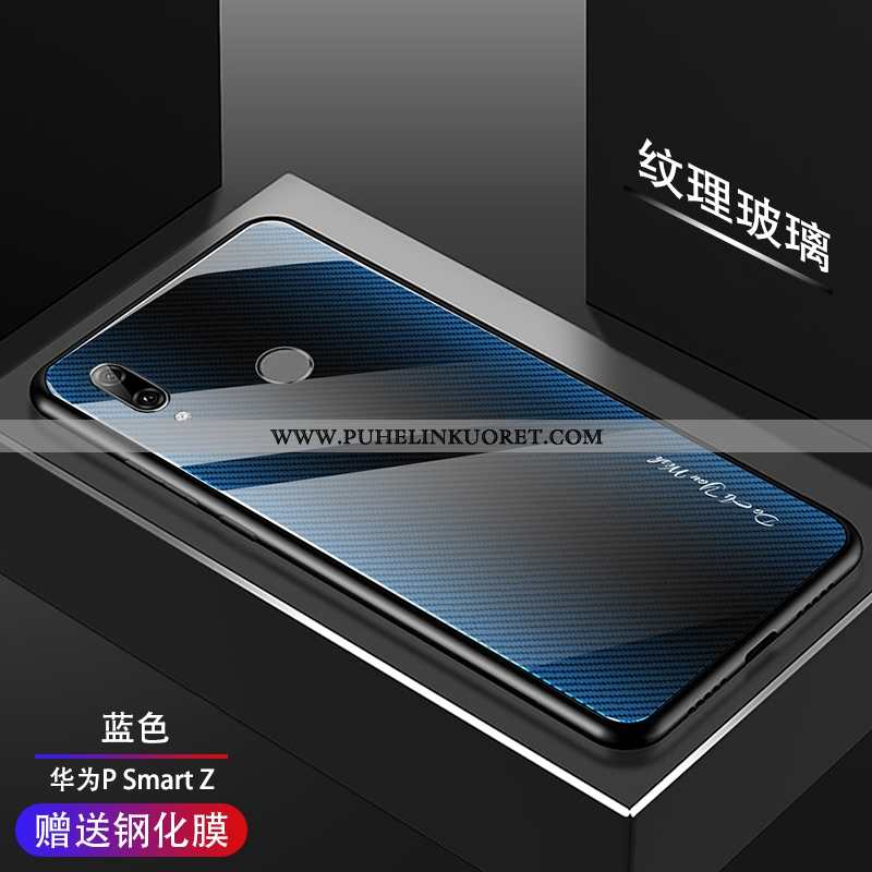 Kuori, Kuoret Huawei P Smart Z Näytönsuojus Kukkakuvio Lasi Kaltevuus Silikoni Sininen