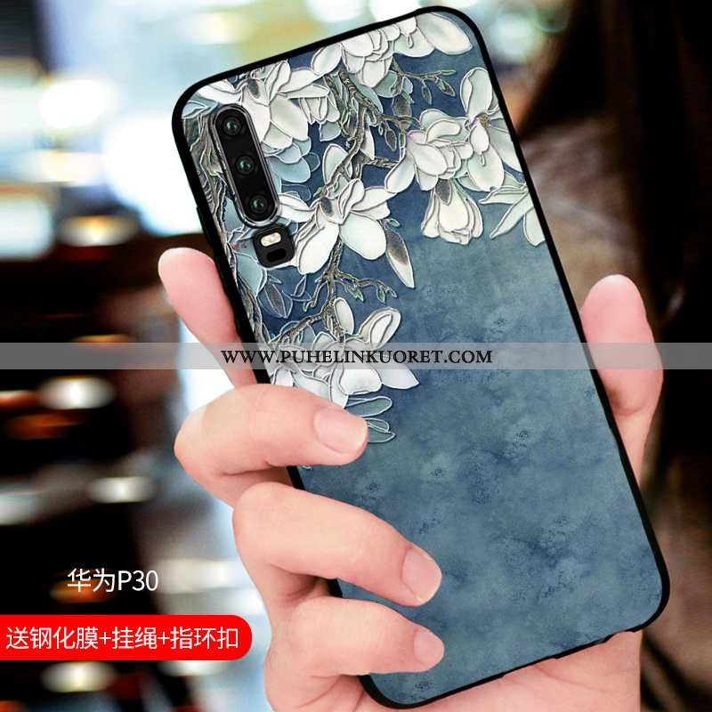 Kuori, Kuoret Huawei P30 Suojaus Pesty Suede Muokata Puhelimen All Inclusive Sininen