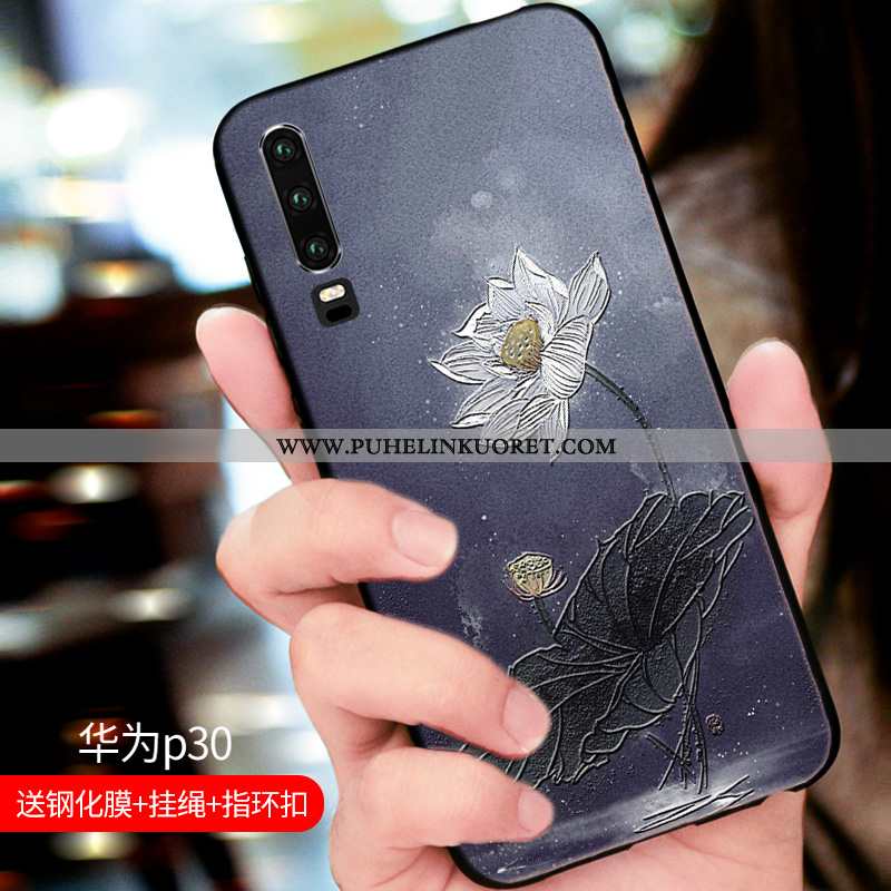 Kuori, Kuoret Huawei P30 Suojaus Pesty Suede Muokata Puhelimen All Inclusive Sininen