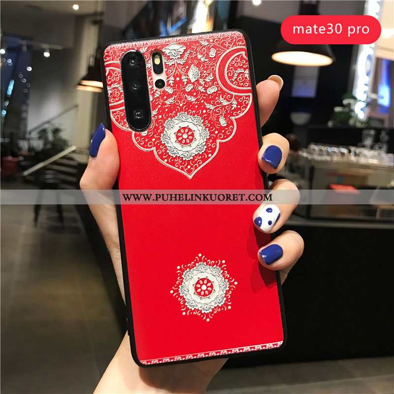 Kuoret, Kotelo Huawei P30 Pro Luova Kohokuviointi Kuori Persoonallisuus Pesty Suede Punainen