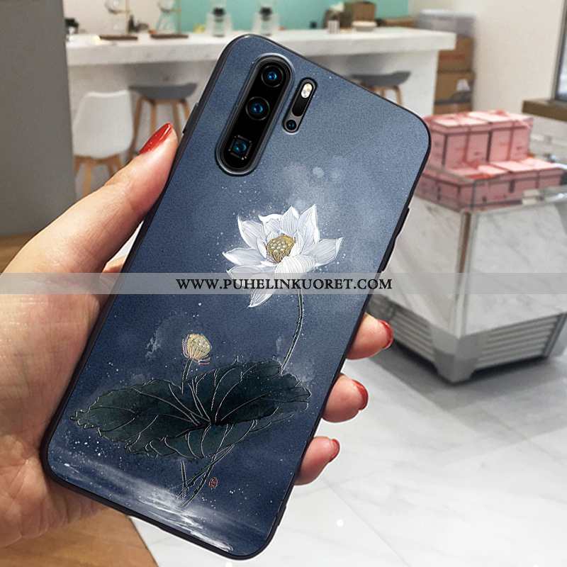 Kotelo, Kuori Huawei P30 Pro Pesty Suede Persoonallisuus Ylellisyys Tummansininen Kohokuviointi Tumm