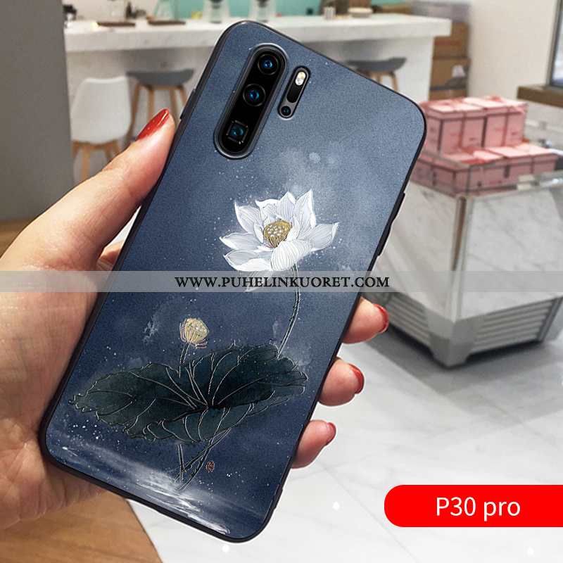 Kotelo, Kuori Huawei P30 Pro Pesty Suede Persoonallisuus Ylellisyys Tummansininen Kohokuviointi Tumm