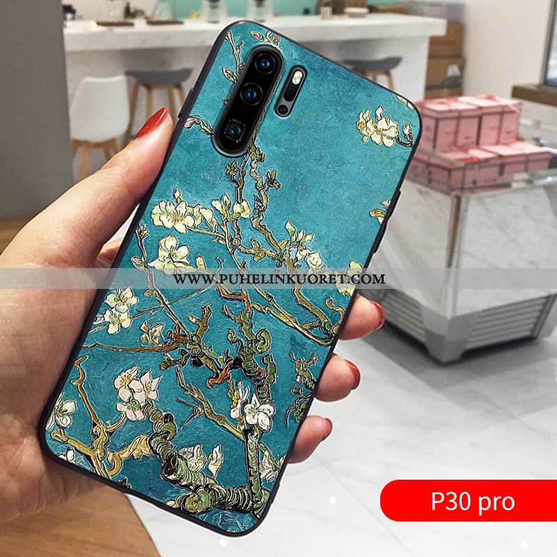 Kotelo, Kuori Huawei P30 Pro Pesty Suede Persoonallisuus Ylellisyys Tummansininen Kohokuviointi Tumm