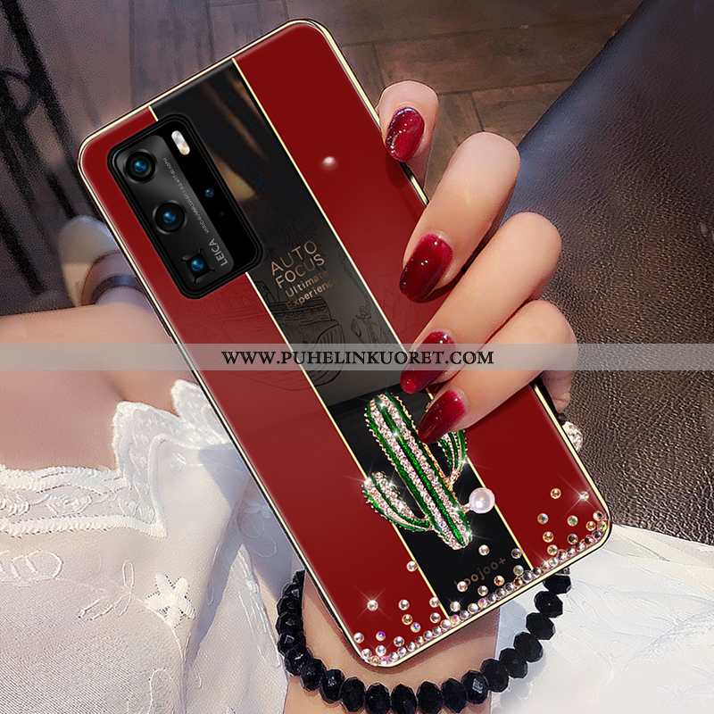 Kuoret, Kotelo Huawei P40 Pro Ylellisyys Rhinestone Inlay Muokata Net Red Luova Punainen