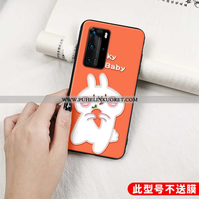 Kotelo, Kuori Huawei P40 Pro Pesty Suede Kohokuviointi Kani Ihana Oranssi