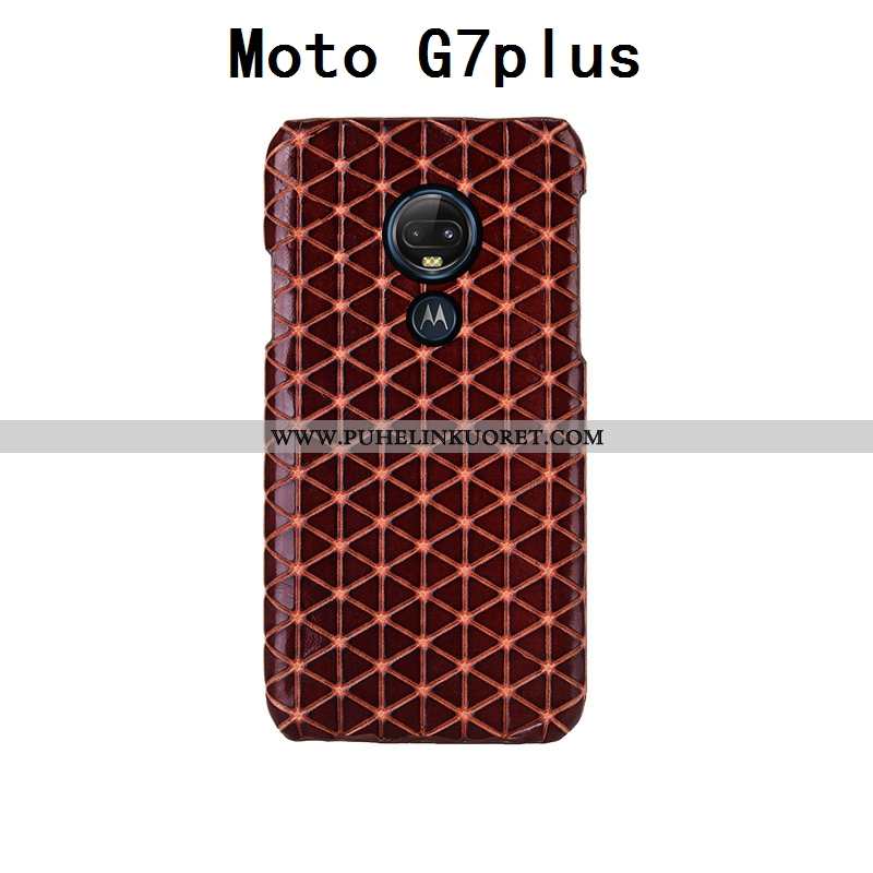 Kuori, Kuoret Moto G7 Plus Tila Ylellisyys Aito Nahka Kuori Muokata Punainen