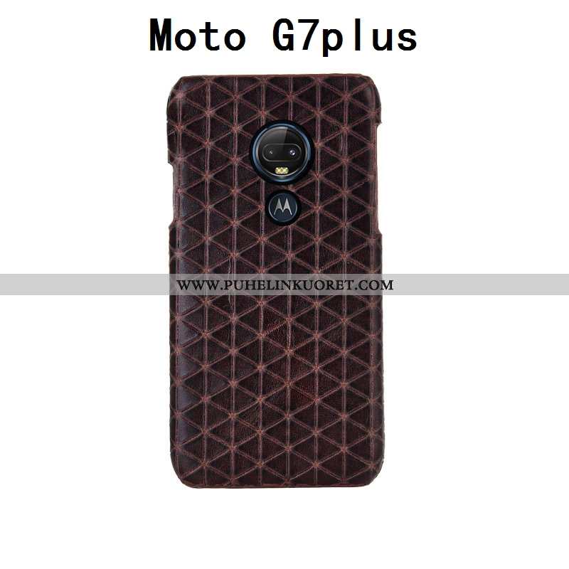 Kuori, Kuoret Moto G7 Plus Tila Ylellisyys Aito Nahka Kuori Muokata Punainen