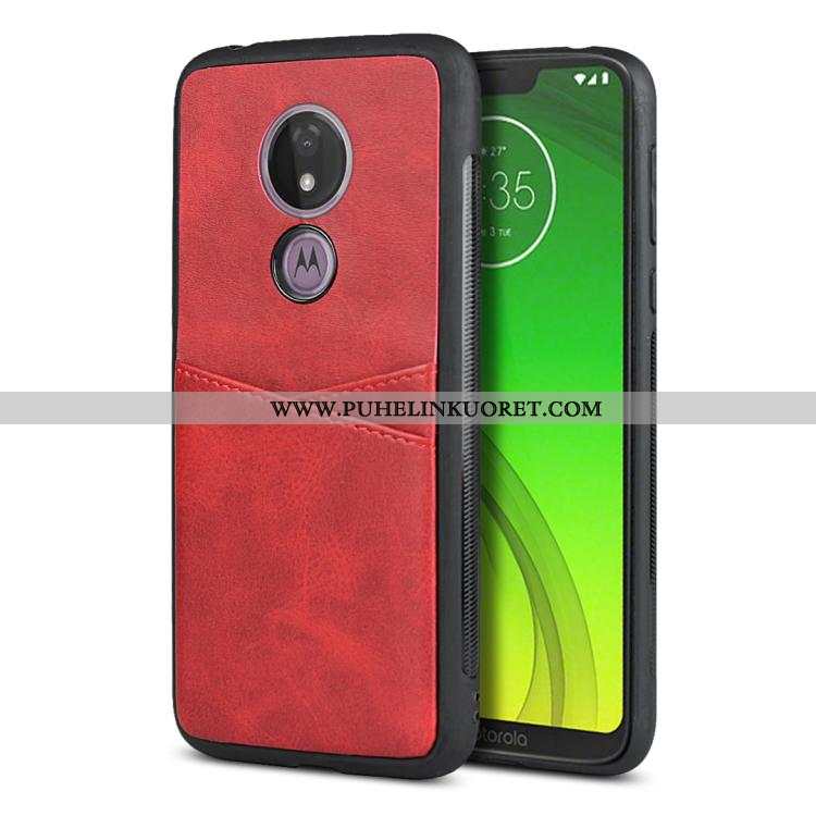 Kotelo, Kuori Moto G7 Power Pehmeä Neste Silikoni Kortti Suojaus Punainen