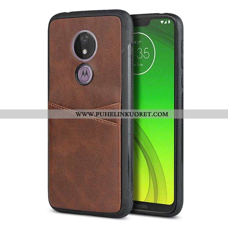 Kotelo, Kuori Moto G7 Power Pehmeä Neste Silikoni Kortti Suojaus Punainen