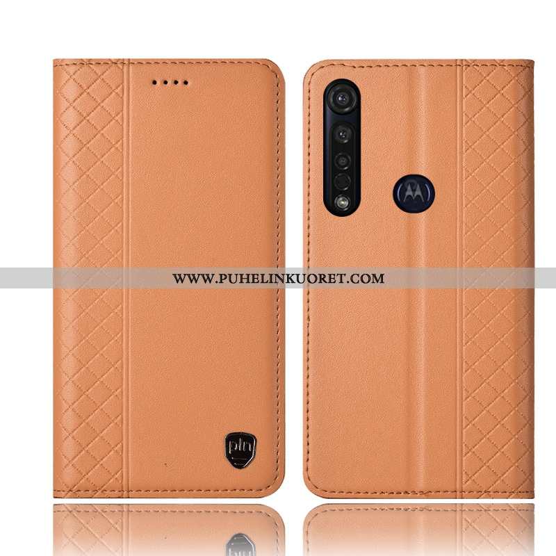 Kuori, Kuoret Moto G8 Plus Suojaus Aito Nahka Kotelo Musta Kuori Mustat