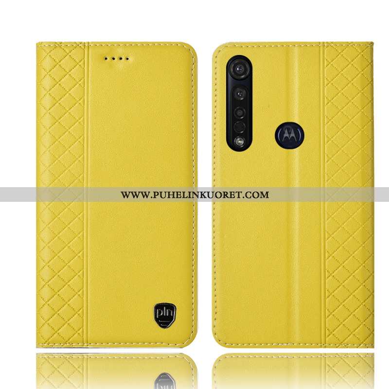 Kuori, Kuoret Moto G8 Plus Suojaus Aito Nahka Kotelo Musta Kuori Mustat