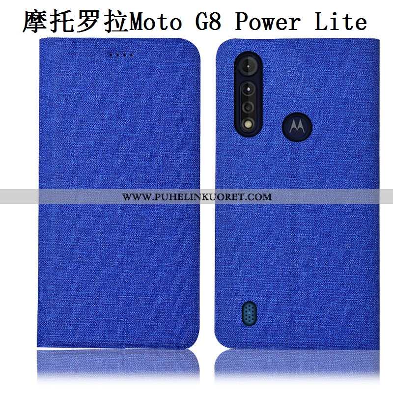 Kuori, Kuoret Moto G8 Power Lite Nahkakuori Pellava Jauhe Puhelimen Murtumaton Pinkki