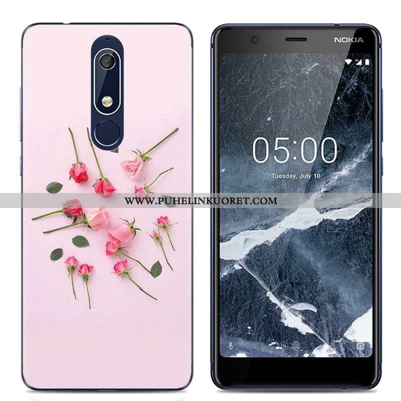 Kotelo, Kuori Nokia 5.1 Suojaus Läpinäkyvä Pehmeä Neste Sarjakuva Yksinkertainen Pinkki