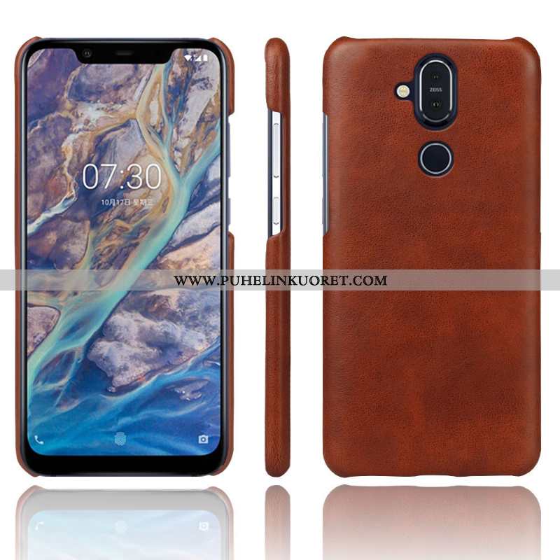 Kuoret, Kotelo Nokia 8.1 Nahkakuori Nahka Suojaus Puhelimen Punainen