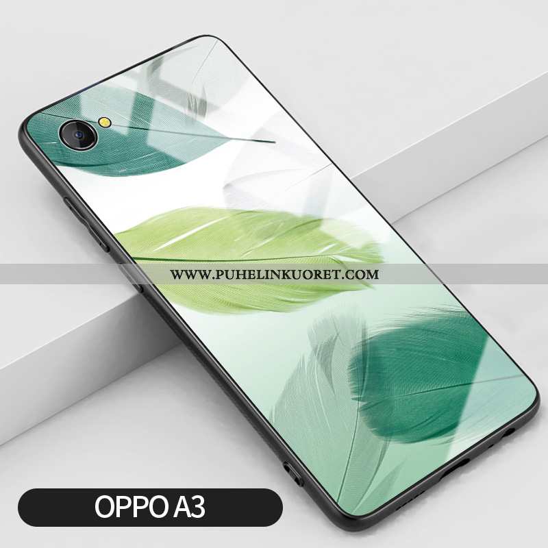 Kotelo, Kuori Oppo A3 Lasi Silikoni Murtumaton Yksinkertainen Puhelimen Vihreä