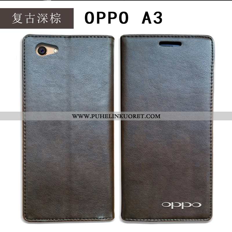 Kotelo, Kuori Oppo A3 Suojaus Nahkakuori Kuoret Aito Nahka Puhelimen Sininen