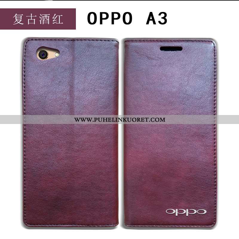 Kotelo, Kuori Oppo A3 Suojaus Nahkakuori Kuoret Aito Nahka Puhelimen Sininen