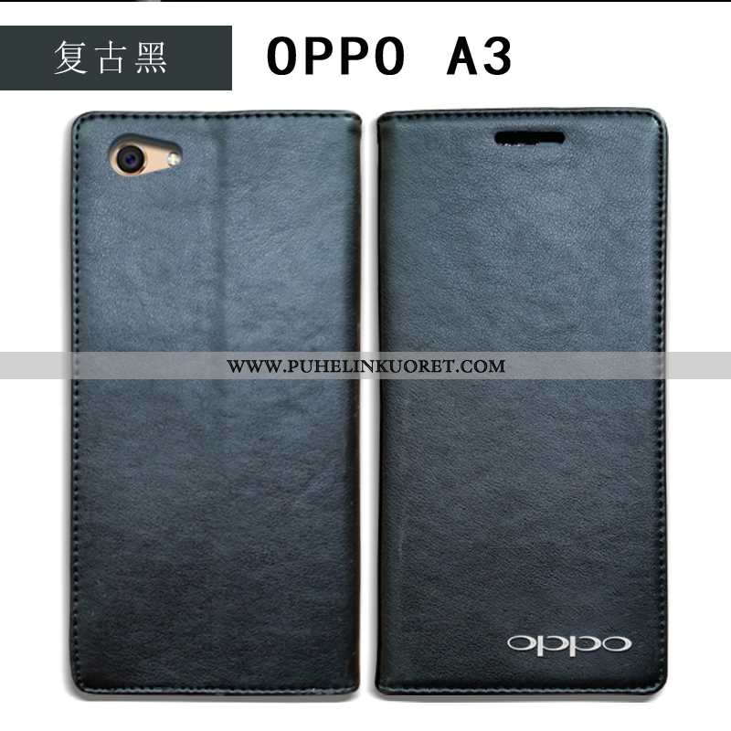 Kotelo, Kuori Oppo A3 Suojaus Nahkakuori Kuoret Aito Nahka Puhelimen Sininen