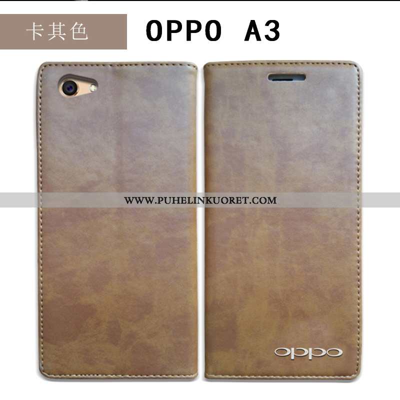 Kotelo, Kuori Oppo A3 Suojaus Nahkakuori Kuoret Aito Nahka Puhelimen Sininen