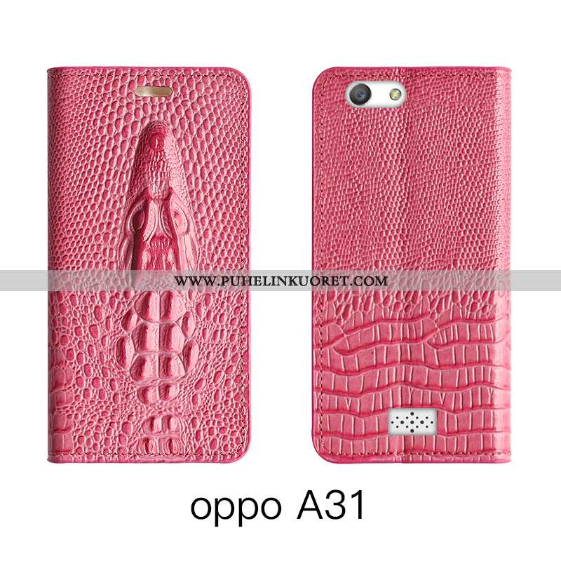 Kotelo, Kuori Oppo A31 Nahkakuori Aito Nahka Punainen Nahka Puhelimen Pinkki