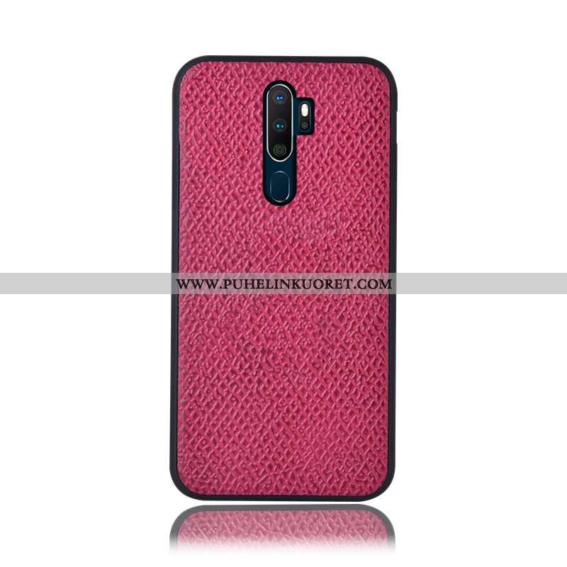 Kuori, Kuoret Oppo A5 2020 Aito Nahka Kukkakuvio Puhelimen Punainen Takakansi Pinkki