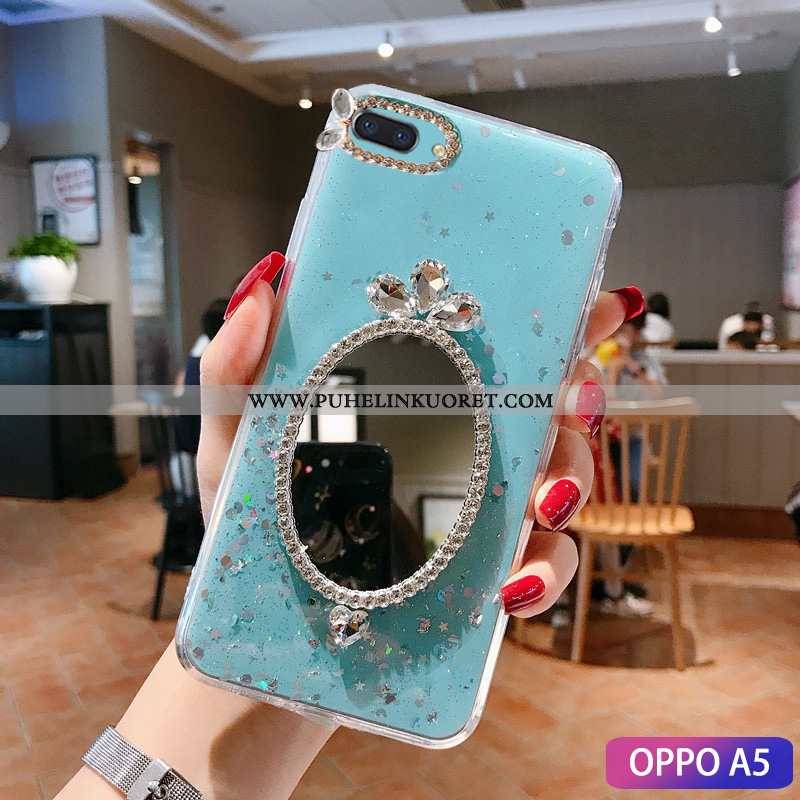 Kotelo, Kuori Oppo A5 Persoonallisuus Näytönsuojus Rhinestone Inlay Tila Vihreä