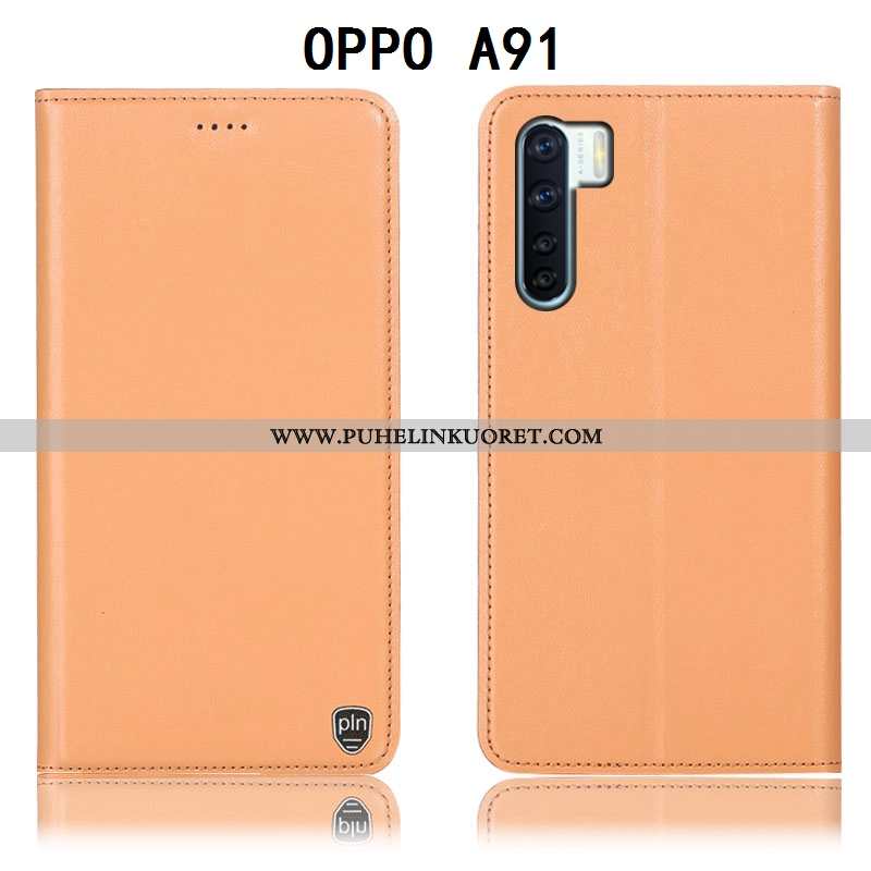 Kuori, Kuoret Oppo A91 Nahkakuori Suojaus Kuori Puhelimen Keltaiset