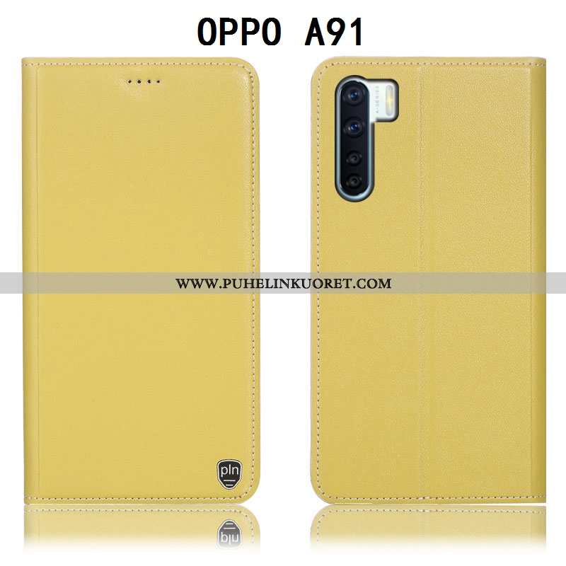 Kuori, Kuoret Oppo A91 Nahkakuori Suojaus Kuori Puhelimen Keltaiset