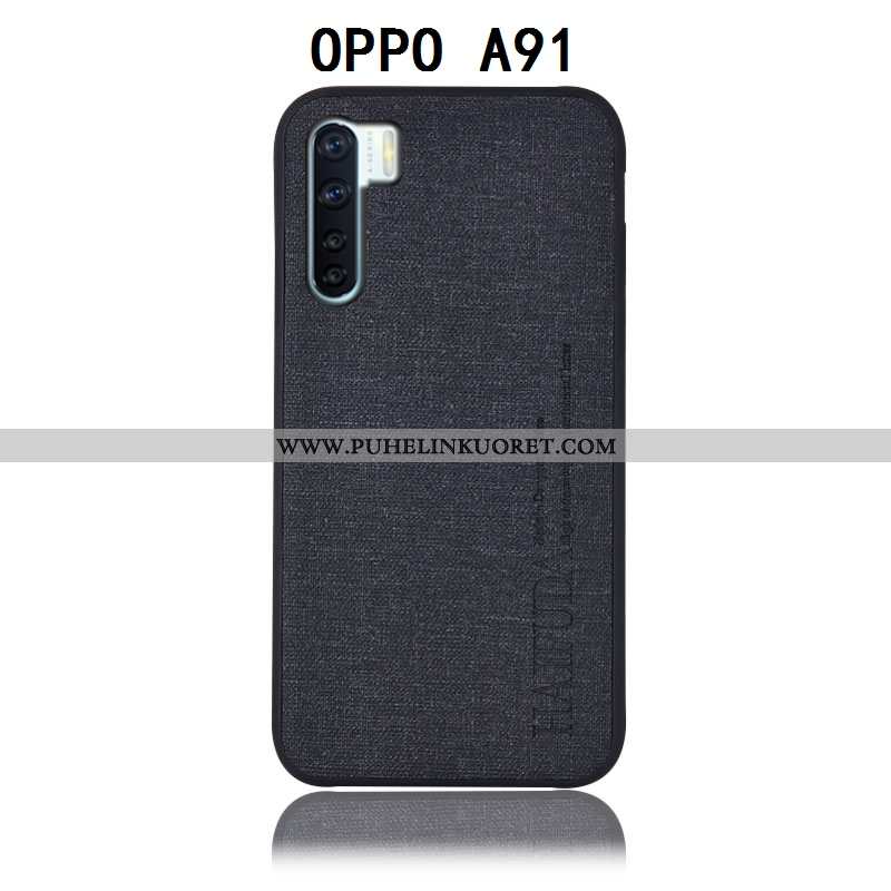 Kuoret, Kotelo Oppo A91 Nahkakuori Suojaus Kuori Pellava Takakansi Harmaa