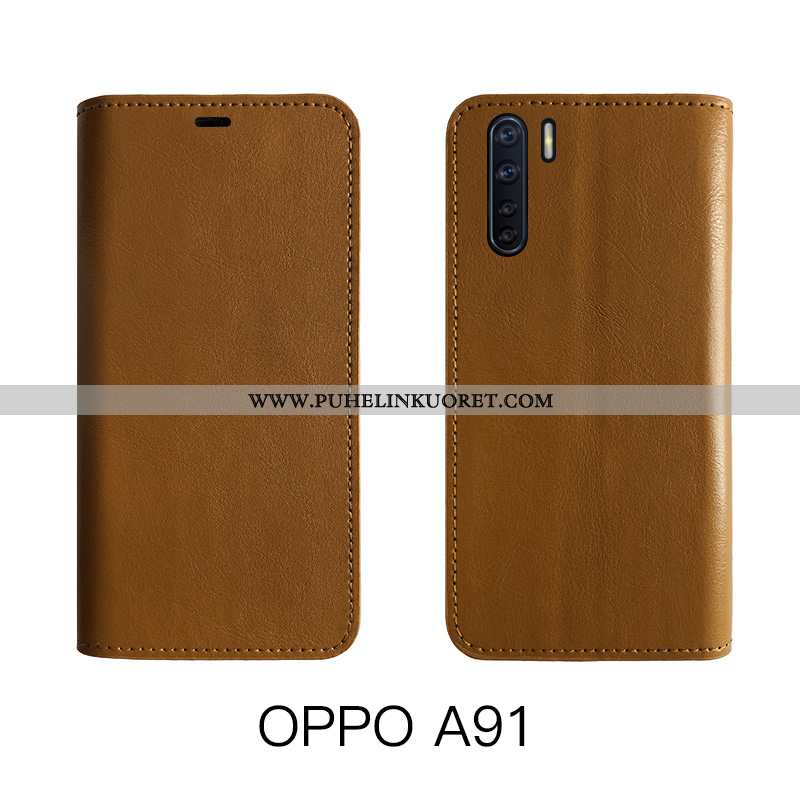 Kuoret, Kotelo Oppo A91 Aito Nahka Suojaus Kuori All Inclusive Ruskea