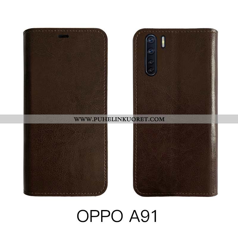 Kuoret, Kotelo Oppo A91 Aito Nahka Suojaus Kuori All Inclusive Ruskea