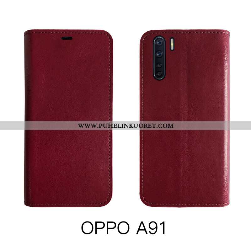 Kuoret, Kotelo Oppo A91 Aito Nahka Suojaus Kuori All Inclusive Ruskea