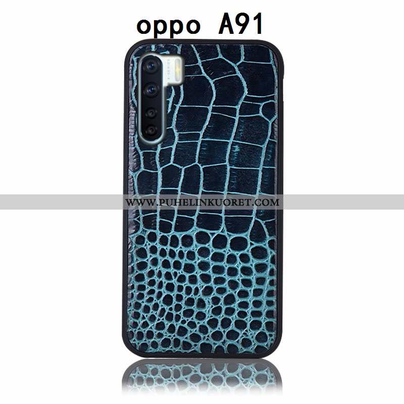 Kuoret, Kotelo Oppo A91 Aito Nahka Suojaus Kuori Murtumaton Takakansi Ruskea