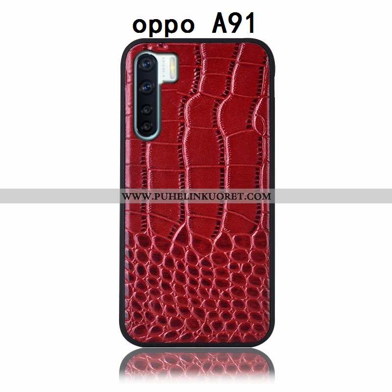 Kuoret, Kotelo Oppo A91 Aito Nahka Suojaus Kuori Murtumaton Takakansi Ruskea