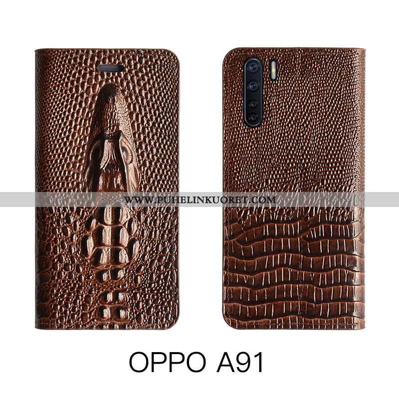 Kotelo, Kuori Oppo A91 Ylellisyys Aito Nahka Nahkakuori Kuoret Keltaiset