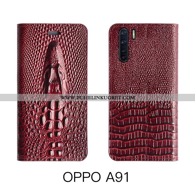 Kotelo, Kuori Oppo A91 Ylellisyys Aito Nahka Nahkakuori Kuoret Keltaiset