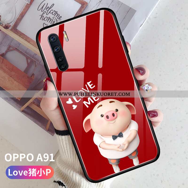 Kuori, Kuoret Oppo A91 Lasi Ripustettavat Koristeet Kova Ultra Rakastunut Pinkki