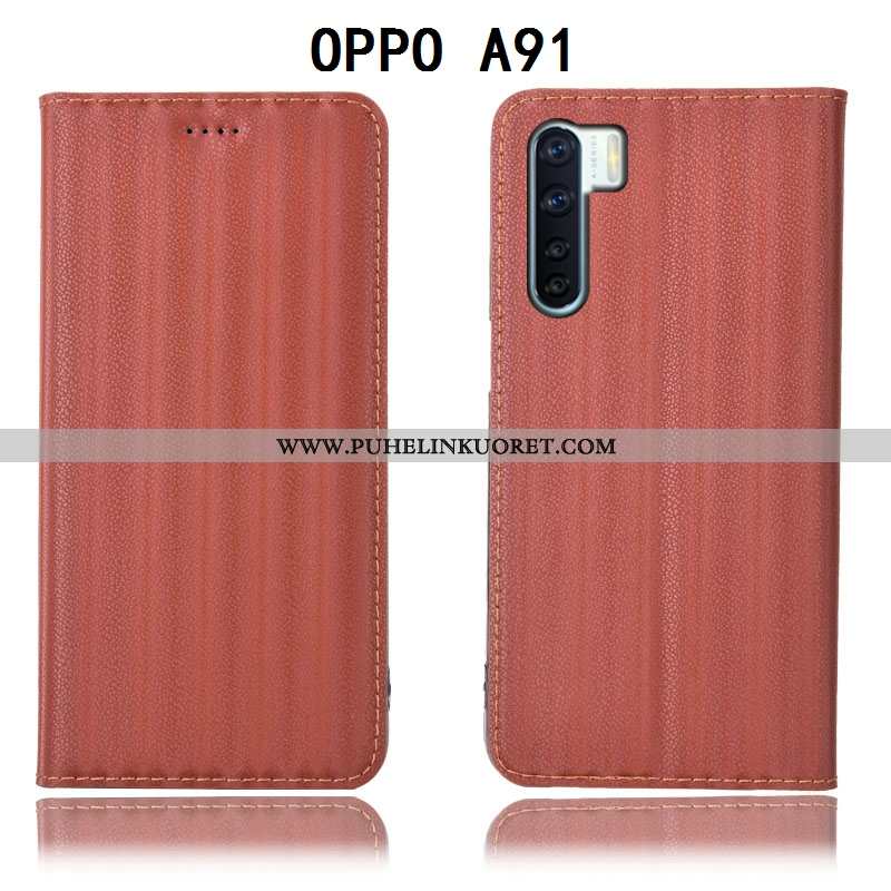 Kuoret, Kotelo Oppo A91 Suojaus Nahkakuori Kuori All Inclusive Murtumaton Violetti