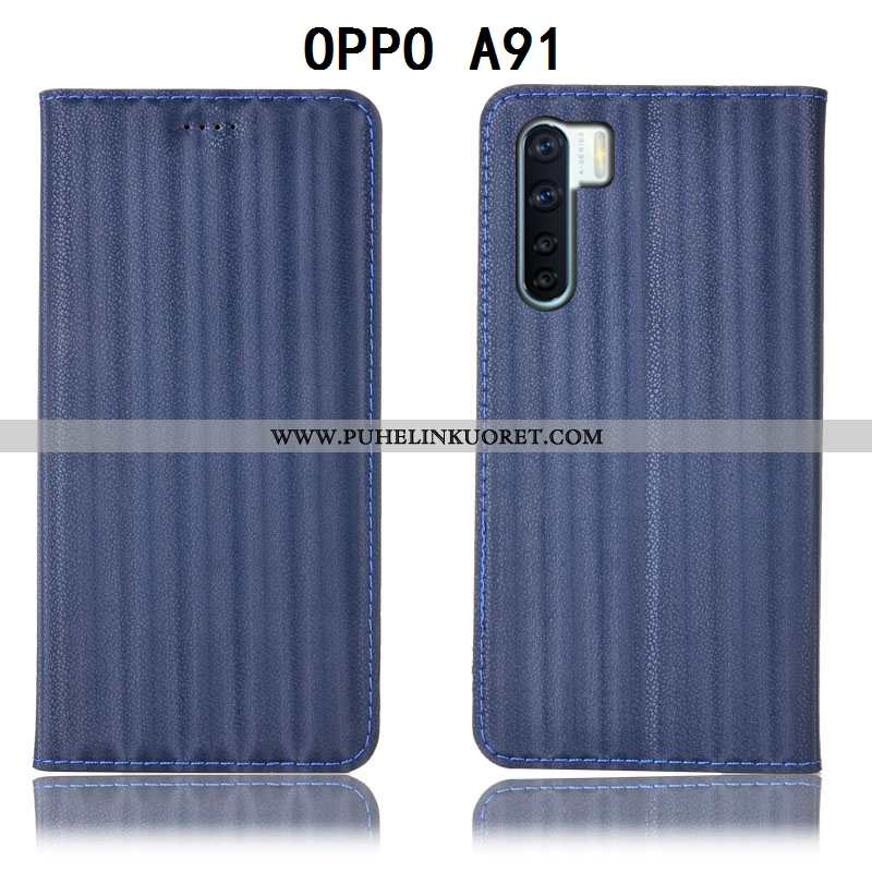 Kuoret, Kotelo Oppo A91 Suojaus Nahkakuori Kuori All Inclusive Murtumaton Violetti