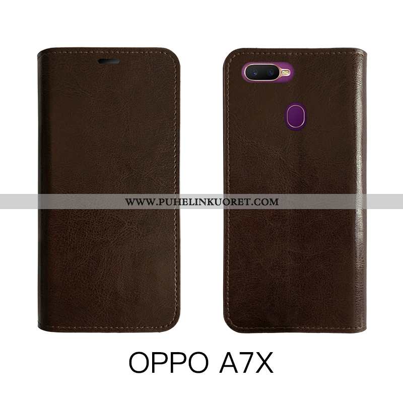 Kotelo, Kuori Oppo Ax7 Aito Nahka Vuosikerta Kuoret Päivää Punainen