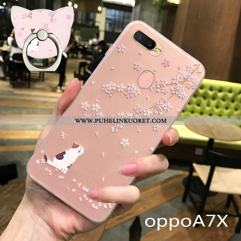 Kuoret, Kotelo Oppo Ax7 Ihana Ultra Pehmeä Neste Sarjakuva Ripustettavat Koristeet Pinkki