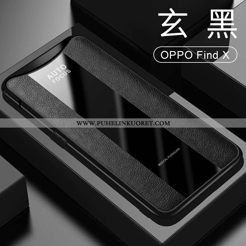 Kuori, Kuoret Oppo Find X Suojaus Nahkakuori Auto Murtumaton Magneettinen Mustat