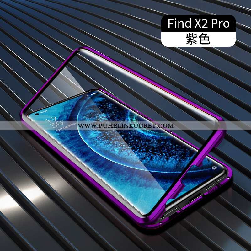 Kuoret, Kotelo Oppo Find X2 Pro Suojaus Lasi Läpinäkyvä Kuori Magneettinen Vihreä